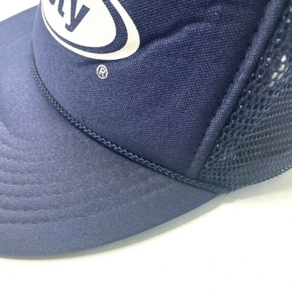 Vintage 1970s Christy Trucking Hat Cap Navy Blue